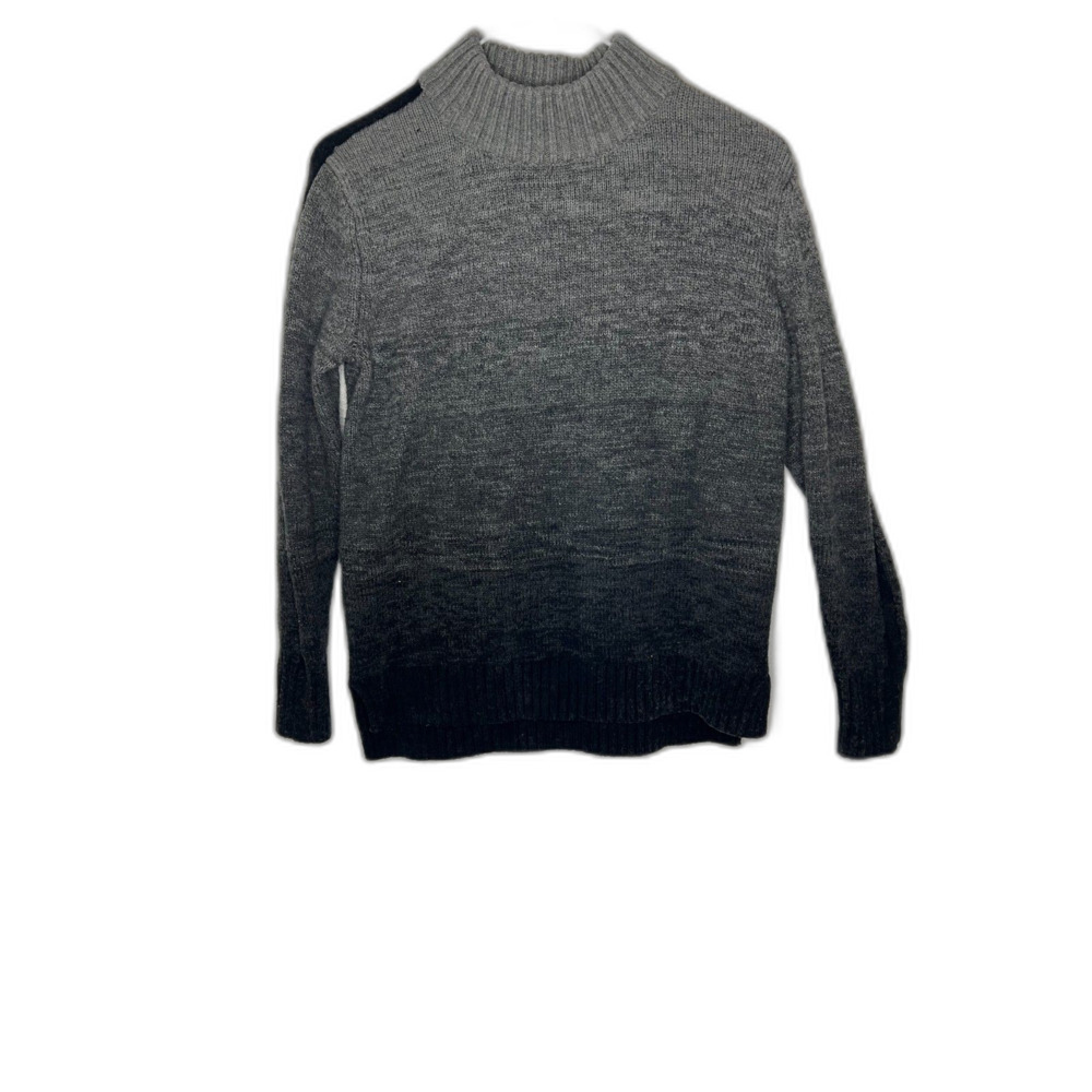 Athleta Ombre Sunset Black Grey Merino Wool Mock Neck Pullover Sweater Womens M